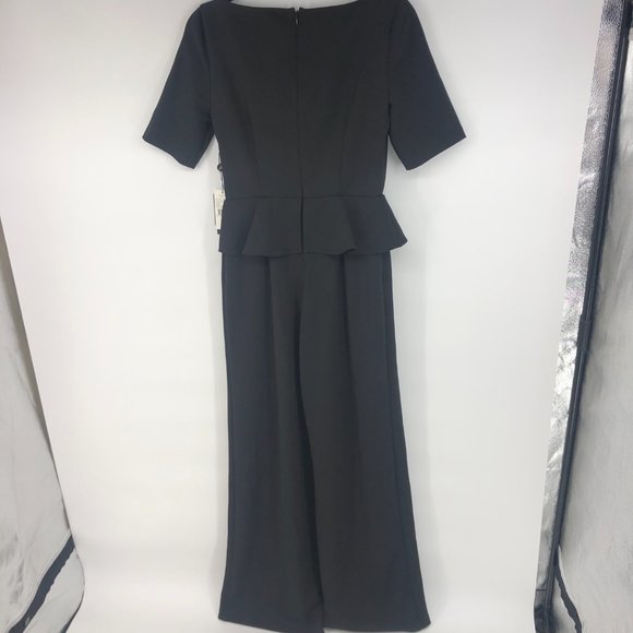 Adrianna Papell Draped Crepe Black Jumper Jumpsuit Size 4 NWT - Picture 6 of 10